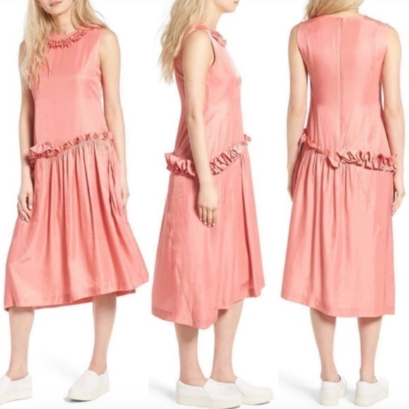 NWT $620 J‎ Koo Sleeveless Ruffle Dress in Pink Size M - Picture 1 of 13